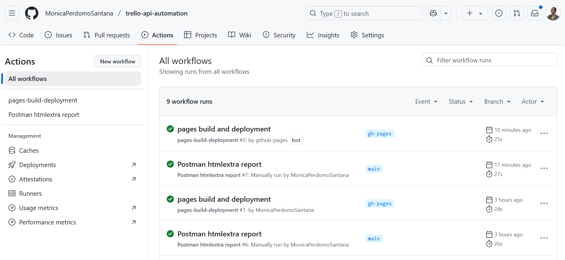 GitHub Actions Workflow Screenshot